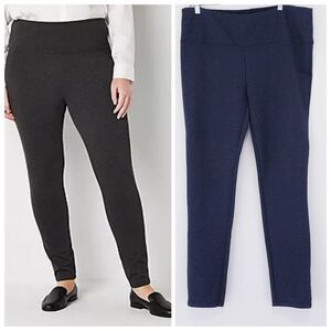 Liz Claiborne Charcoal Gray Ponte Knit Pants Leggings Size XL Herringbone
